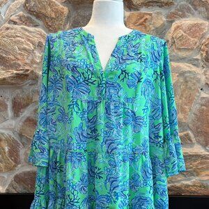 Lilly Pulitzer Gabriel Keepin It Reel Vibrant Tiered Print Mini Dress Size 16
